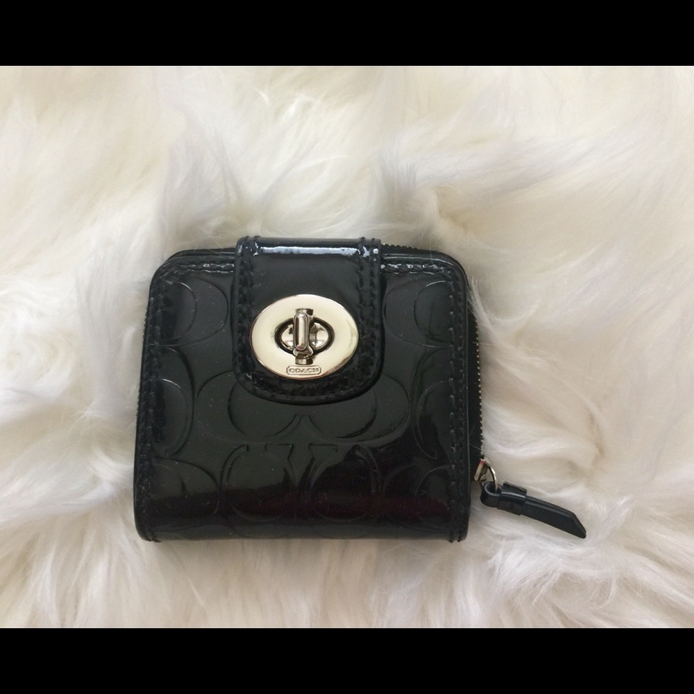 Coach Small Black Patent Leather Wallet